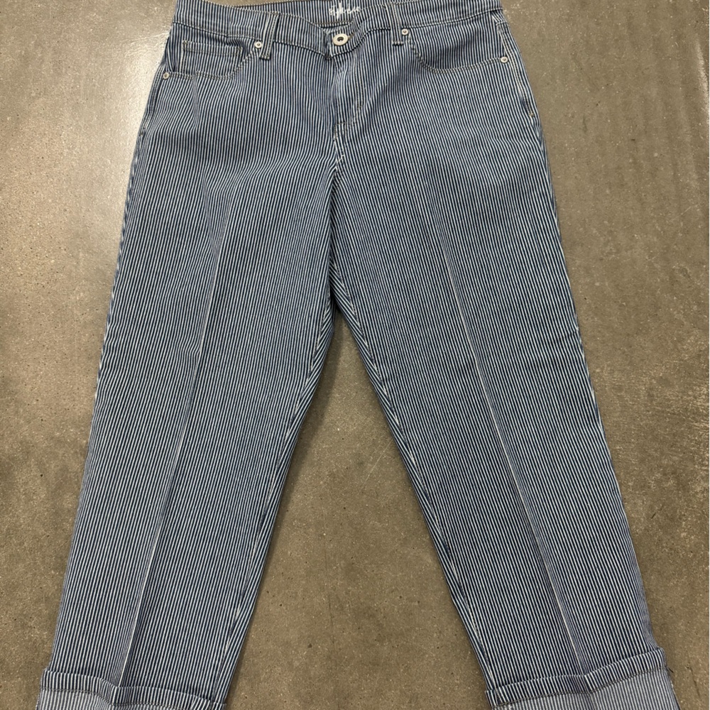 Style & Co. Women's Blue Striped Boyfriend Jeans